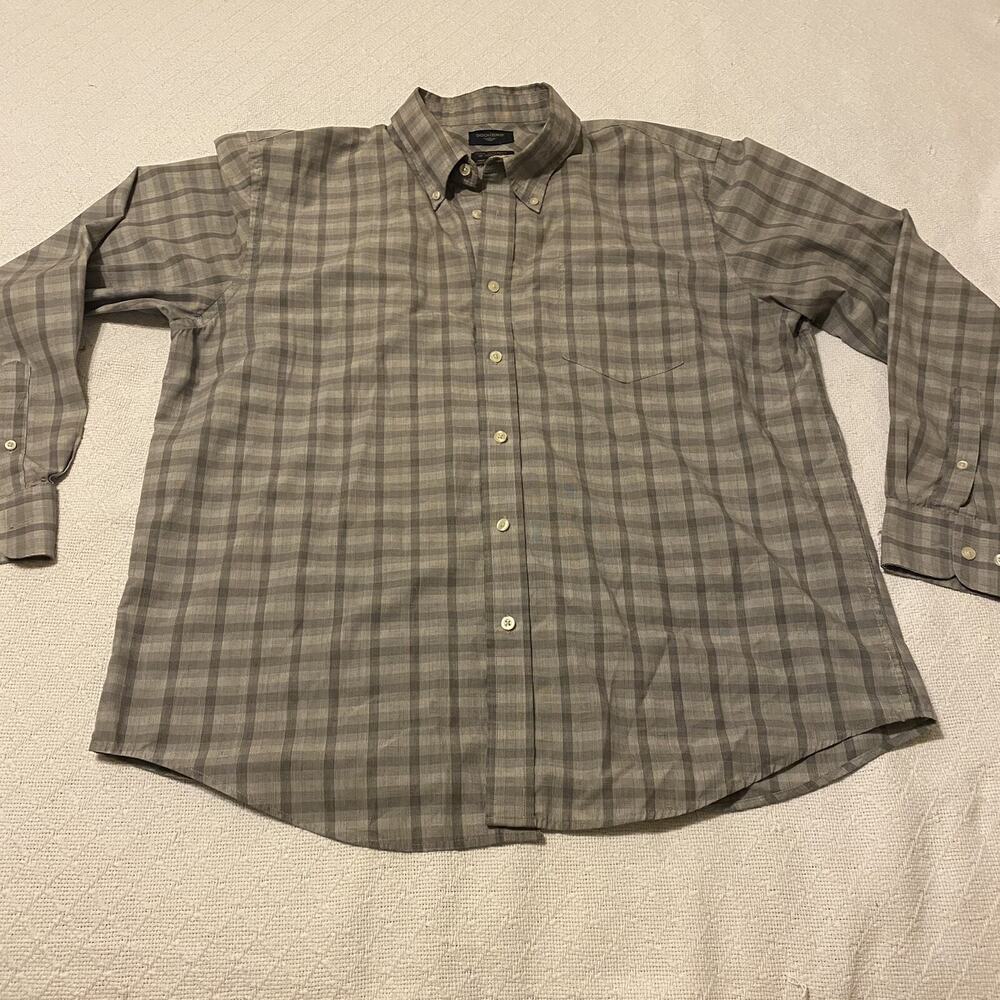 Dockers Stain Defender Gray Plaid Button Down Men’s Shirt Size XL Preppy
